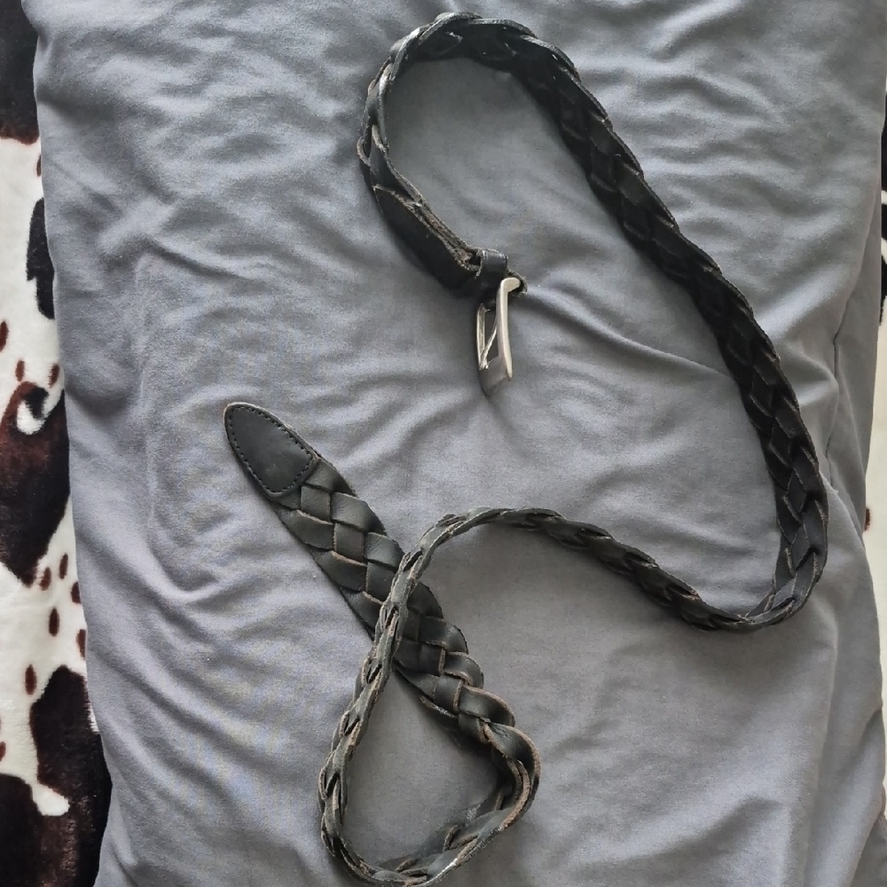 Braided Black Men's Leather Belt